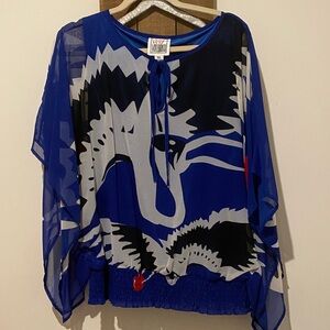 Vibrant Blue and Black Women's Top